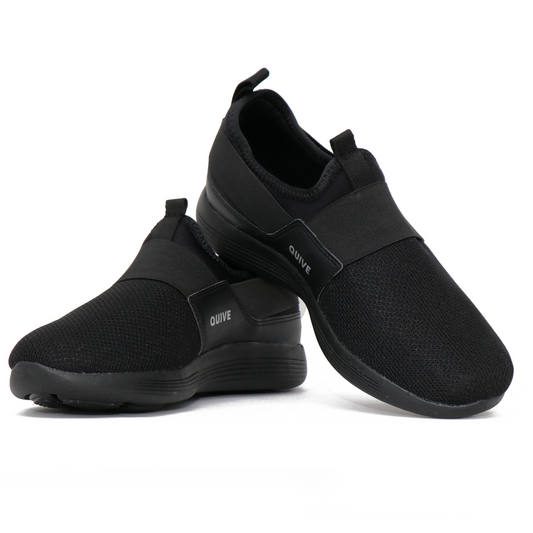 Quive Black Walking and Running Trainers Lightweight Sports Shoes Unisex