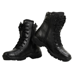 4 WITH QUIVE Sega Combat 3.O Pro Mid-Calf Original Leather combat boots | Non Slip, Lightweight Safety Shoes Unisex Appeal Ideal for Long Hours Standing Jobs