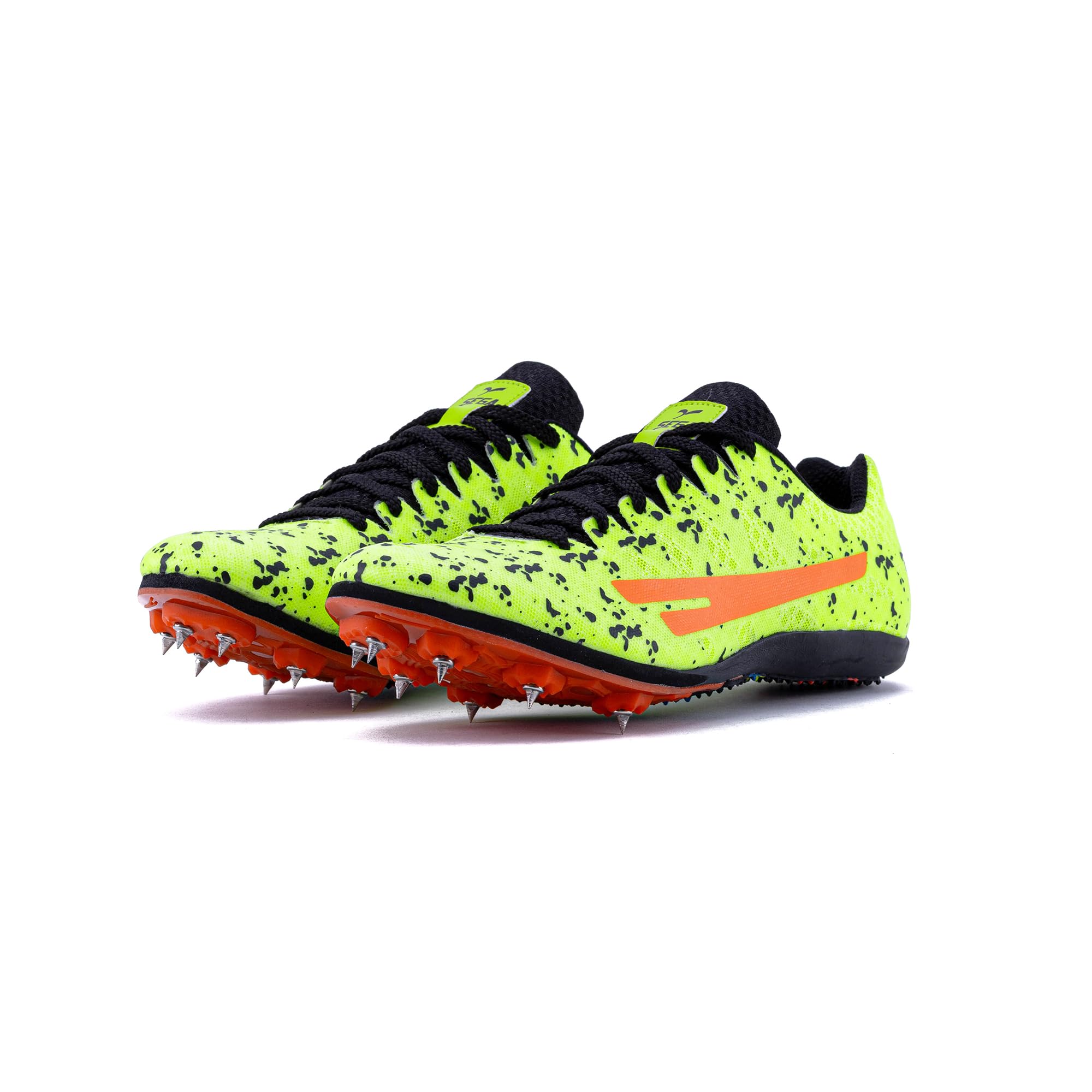 Lemon colored running and training shoes with spikes
