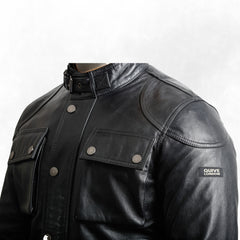 Black leather jacket handmade with sheepskin premium quality