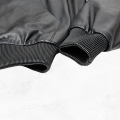 Black leather jacket with a hood made with sheepskin premium quality