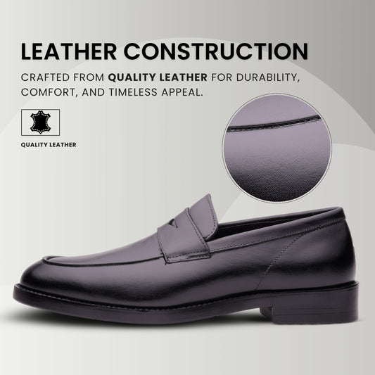 QUIVE London Bending Leather Penny Loafers – Black, alternate view 2