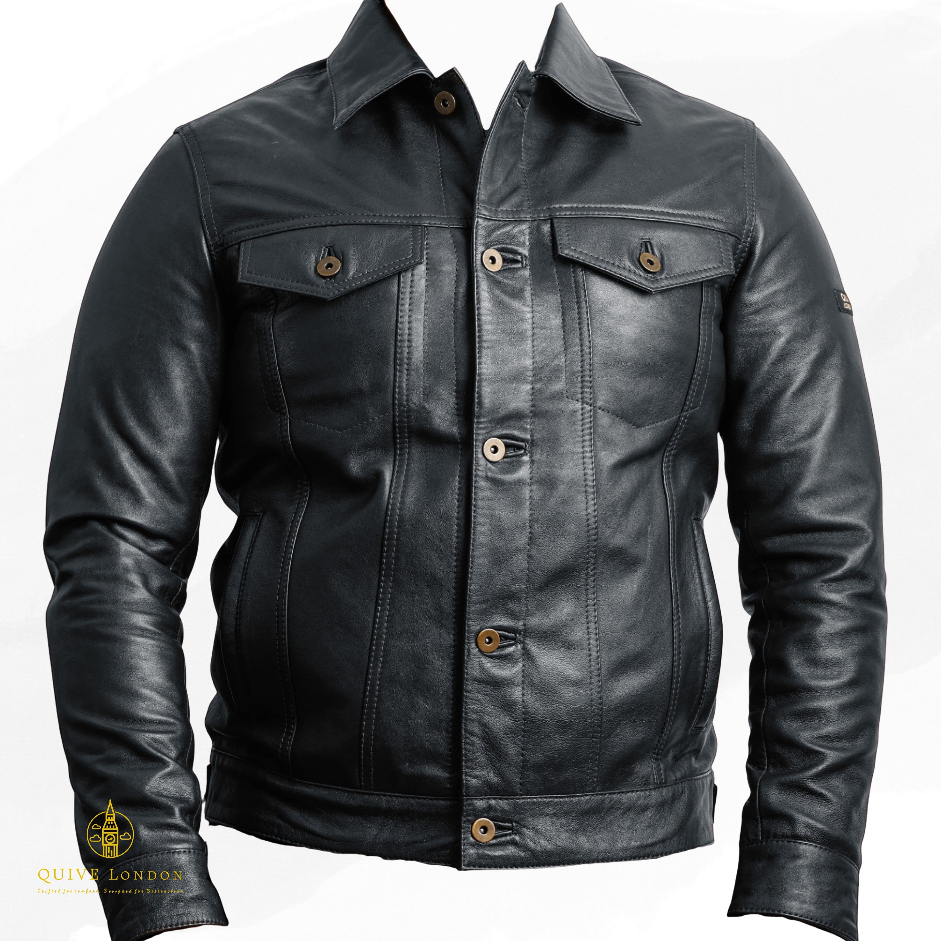 Black leather jacket premium sheepskin suede