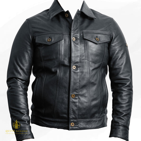 Black leather jacket premium sheepskin suede