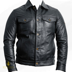 Black leather jacket premium sheepskin suede