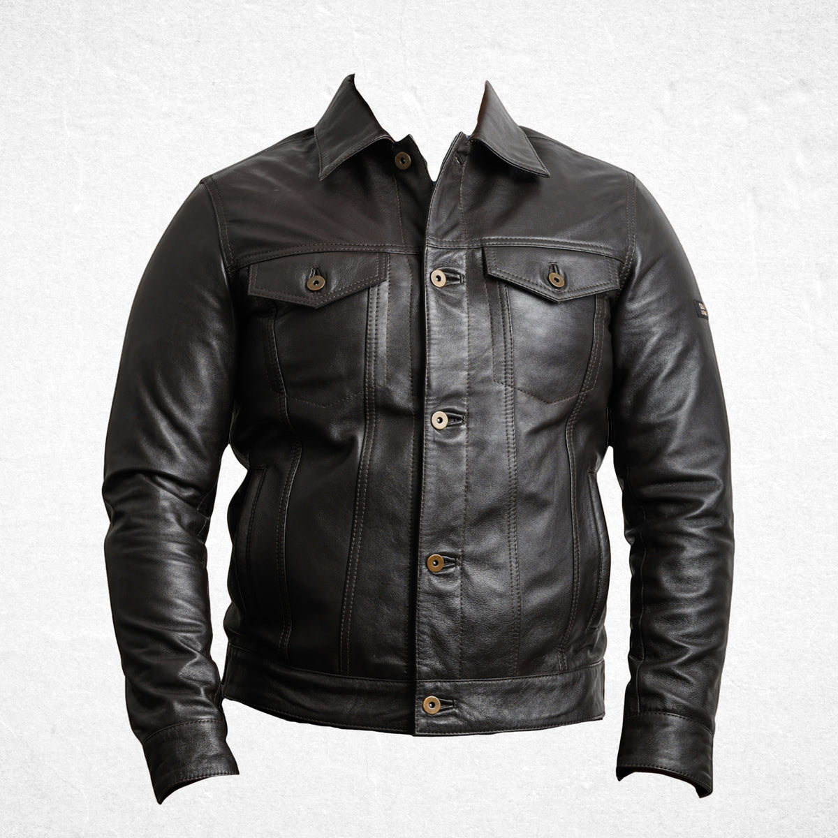 Brown leather jacket premium sheepskin suede