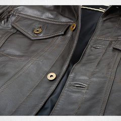 Brown leather jacket premium sheepskin suede
