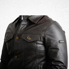 Brown leather jacket premium sheepskin suede