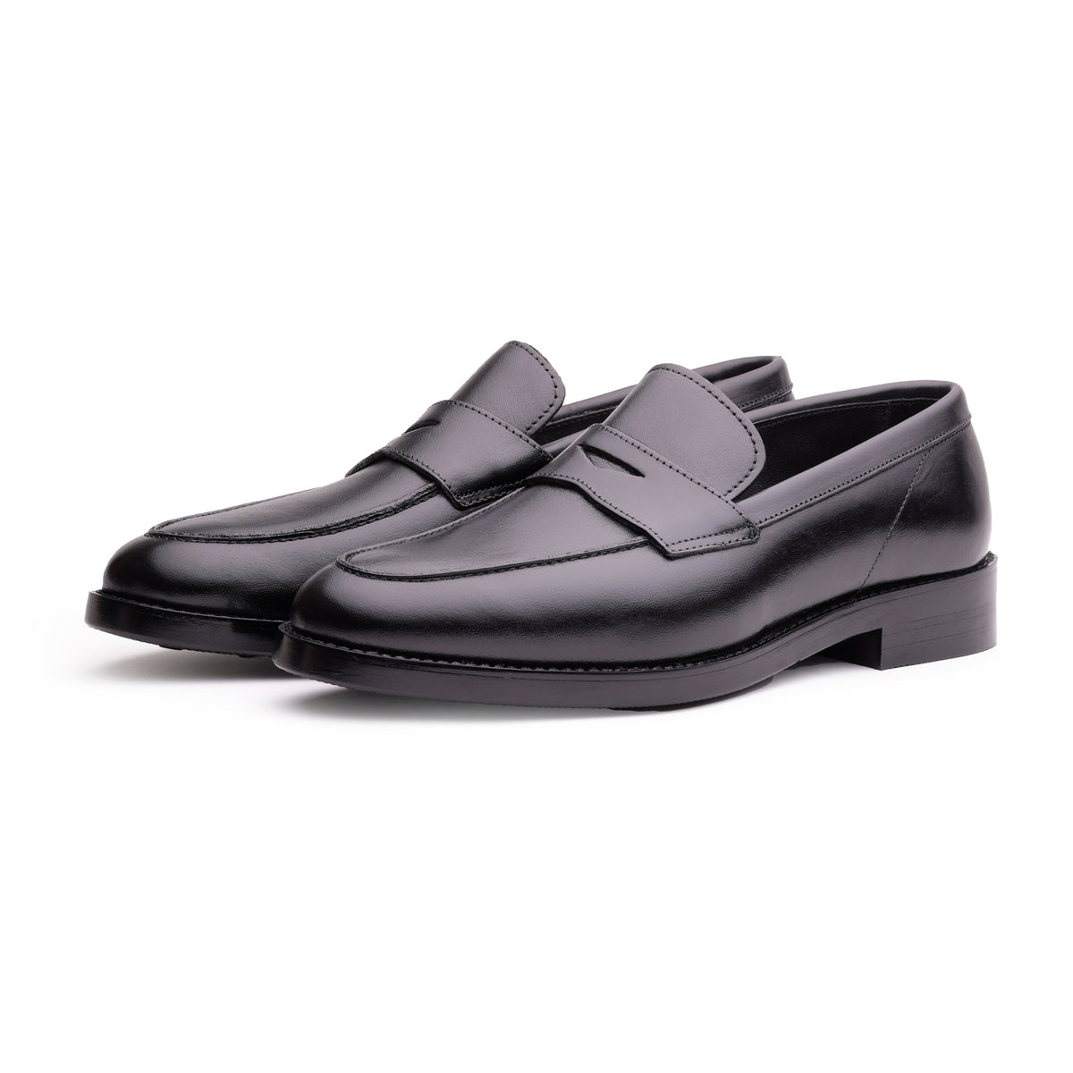 QUIVE London Regent black leather penny loafers