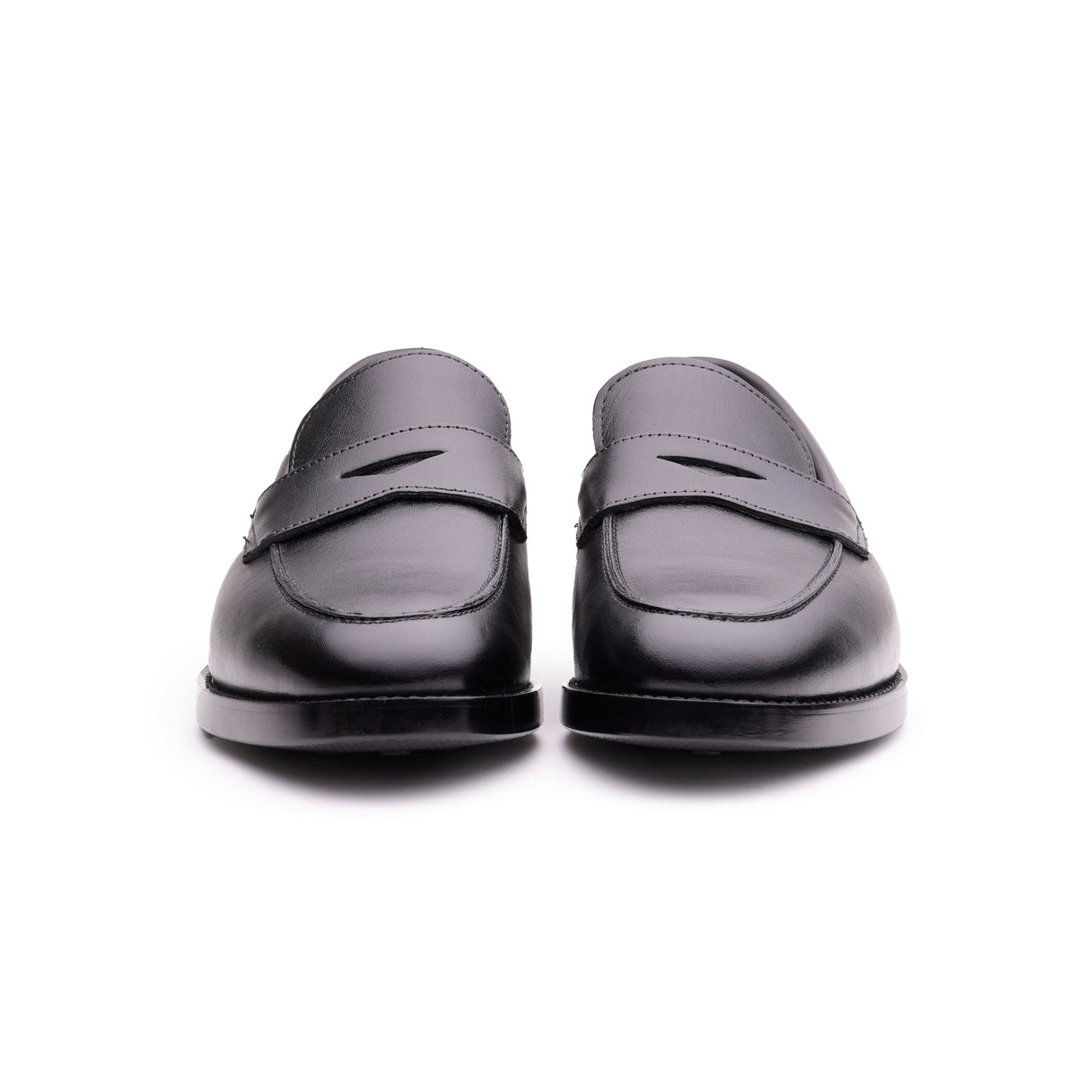 QUIVE London Regent black leather penny loafers
