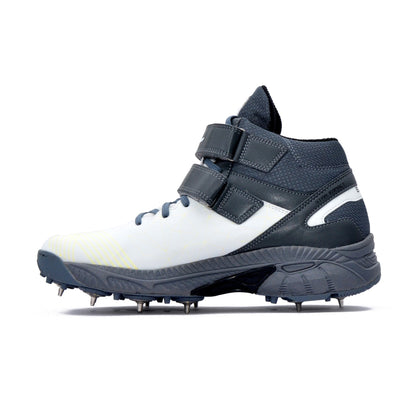 QUIVE SEGA Bold Cricket Shoes – Metal Spikes in white grey – product view 1