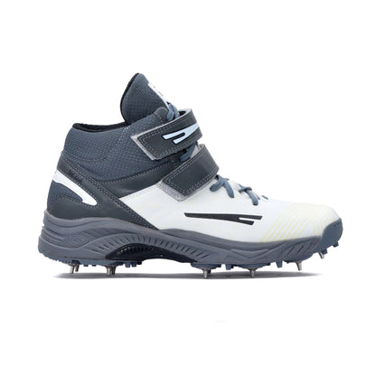 QUIVE SEGA Bold Cricket Shoes – Metal Spikes in white grey – product view 3