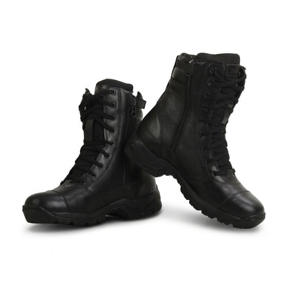 QUIVE SEGA Combat 3.0 Mid-Calf Leather Boots in shiny black – product view 2