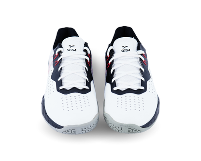 QUIVE SEGA RP24 court shoes, white, black and red top view