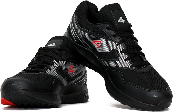 A pair of Sega Comfort R7 sneakers in black with grey accents, featuring a lace-up closure and non-marking soles.