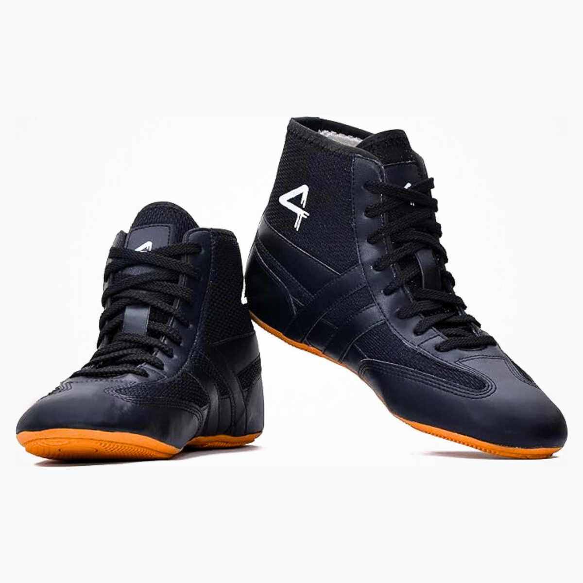 Black SEGA QUIVE Kabaddi high-top wrestling shoes on a white background