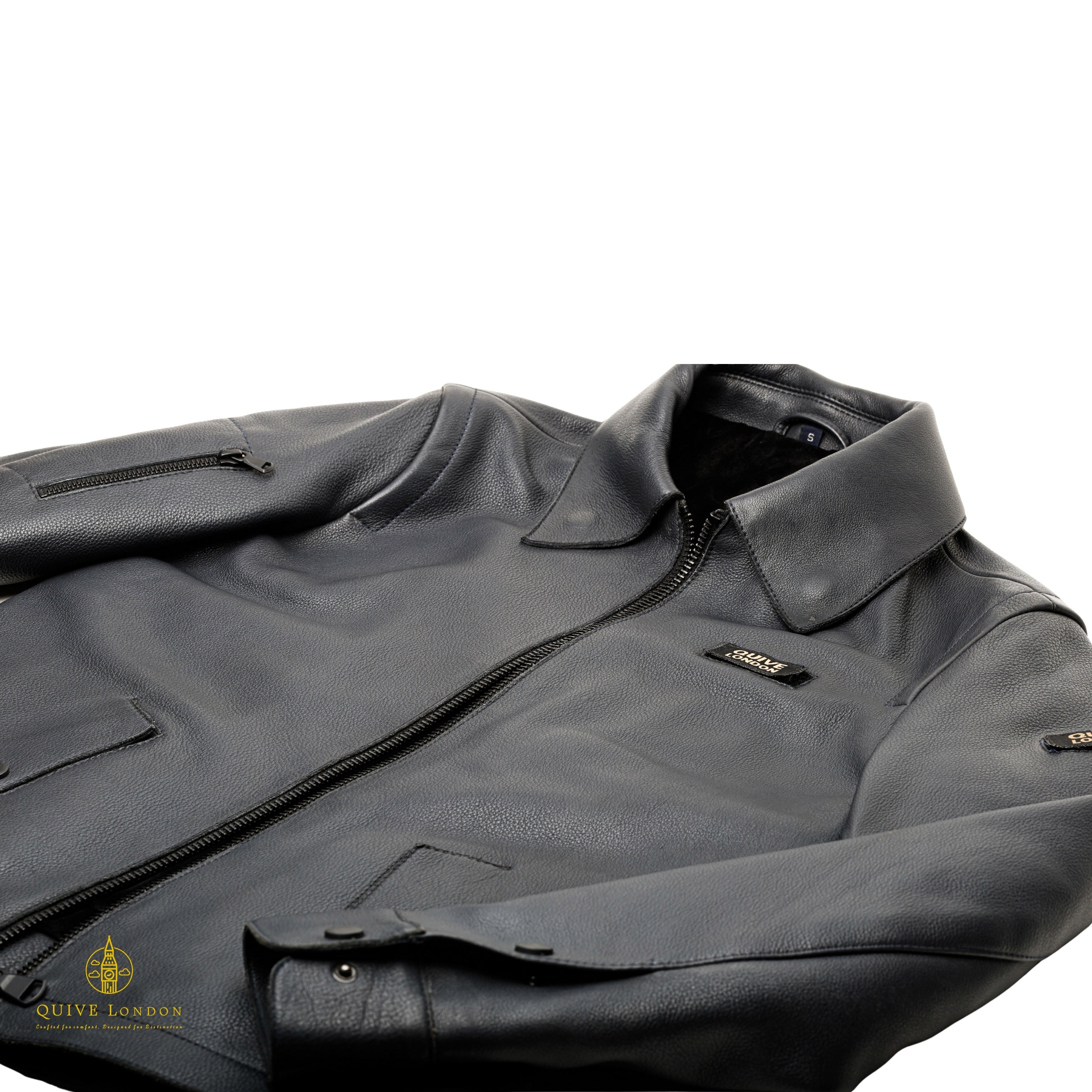 Black leather jacket premium sheepskin on a white background
