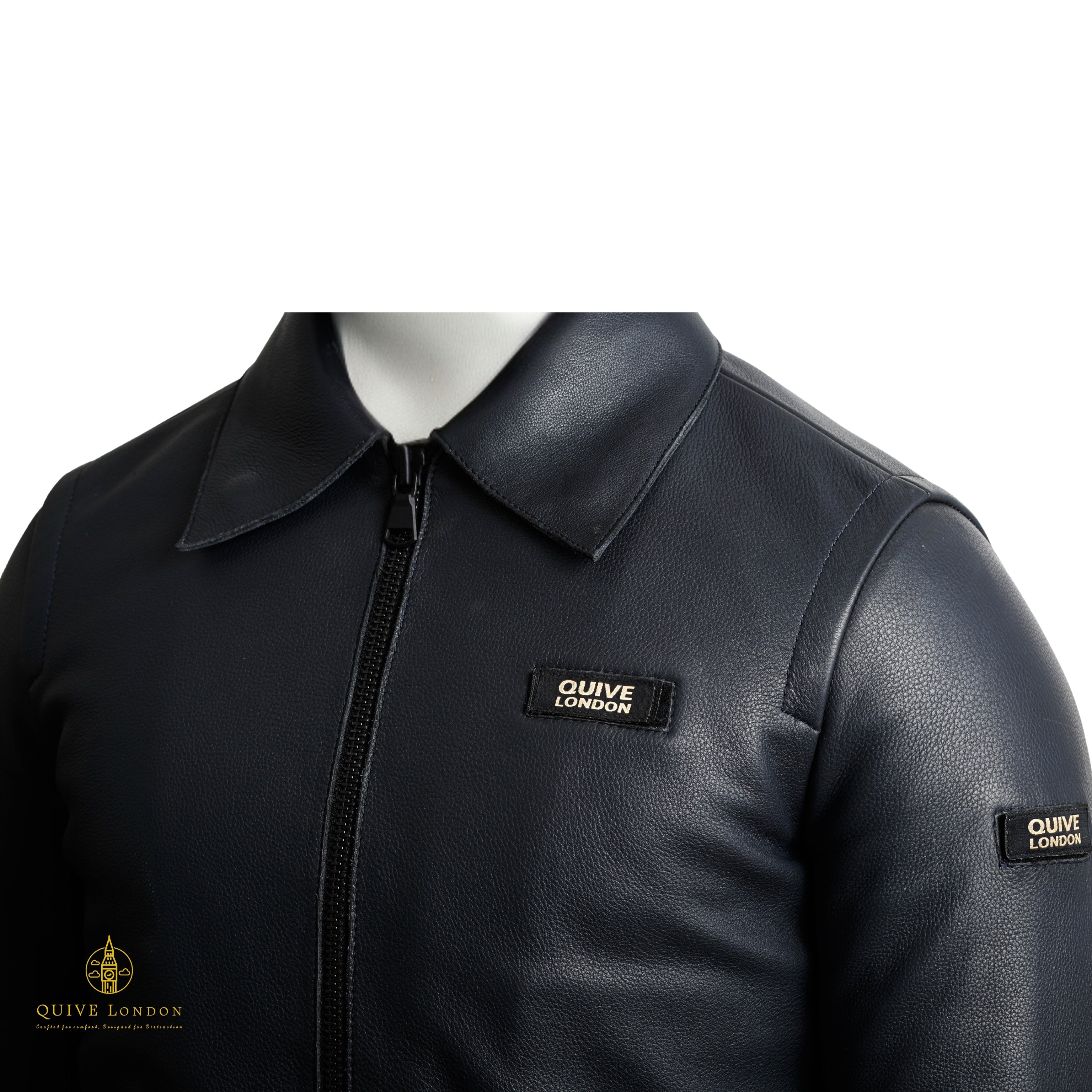Black leather jacket premium sheepskin on a white background