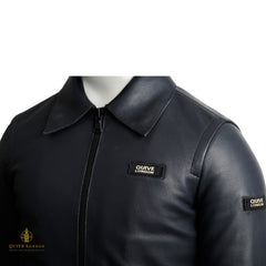 Black leather jacket premium sheepskin on a white background
