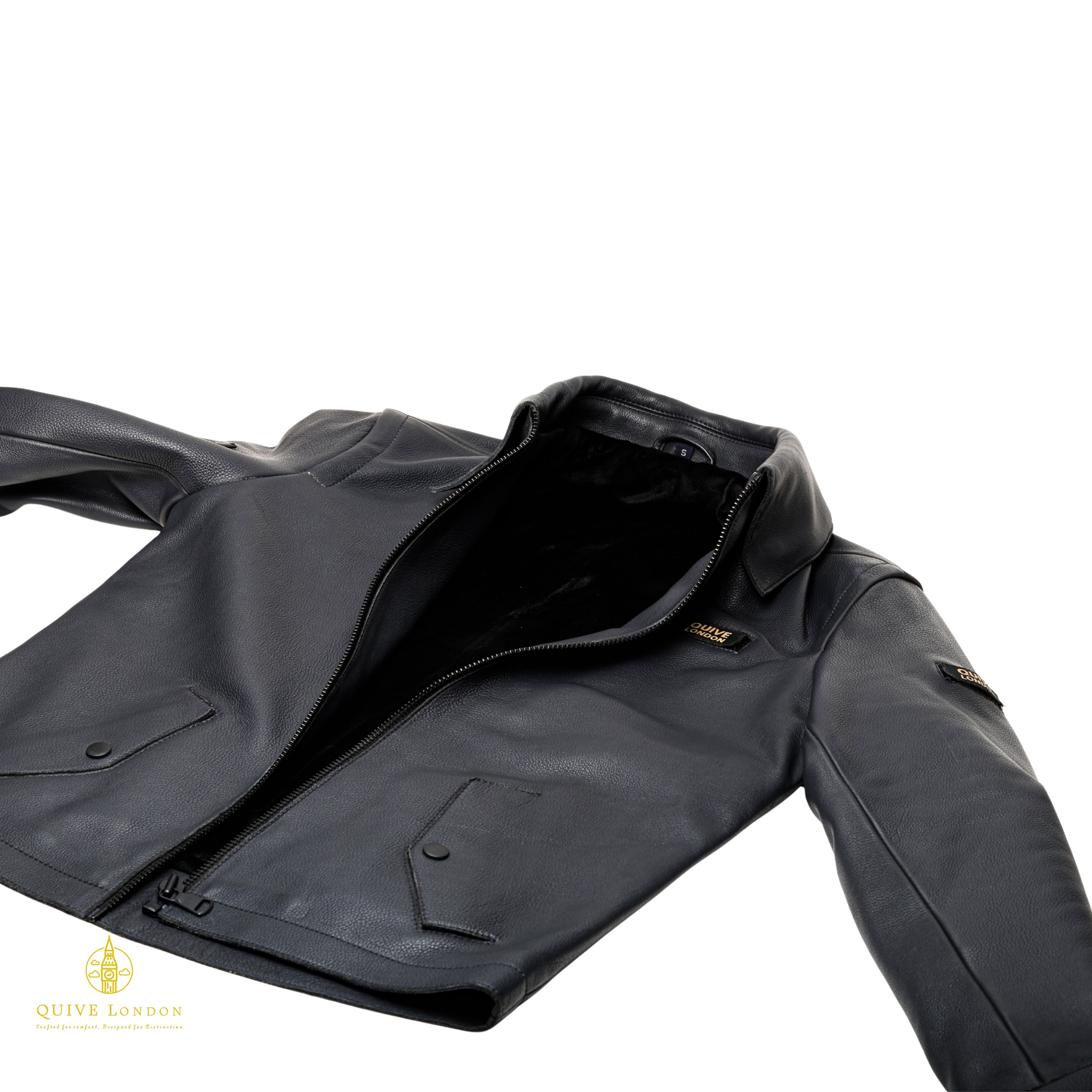 Black leather jacket premium sheepskin on a white background