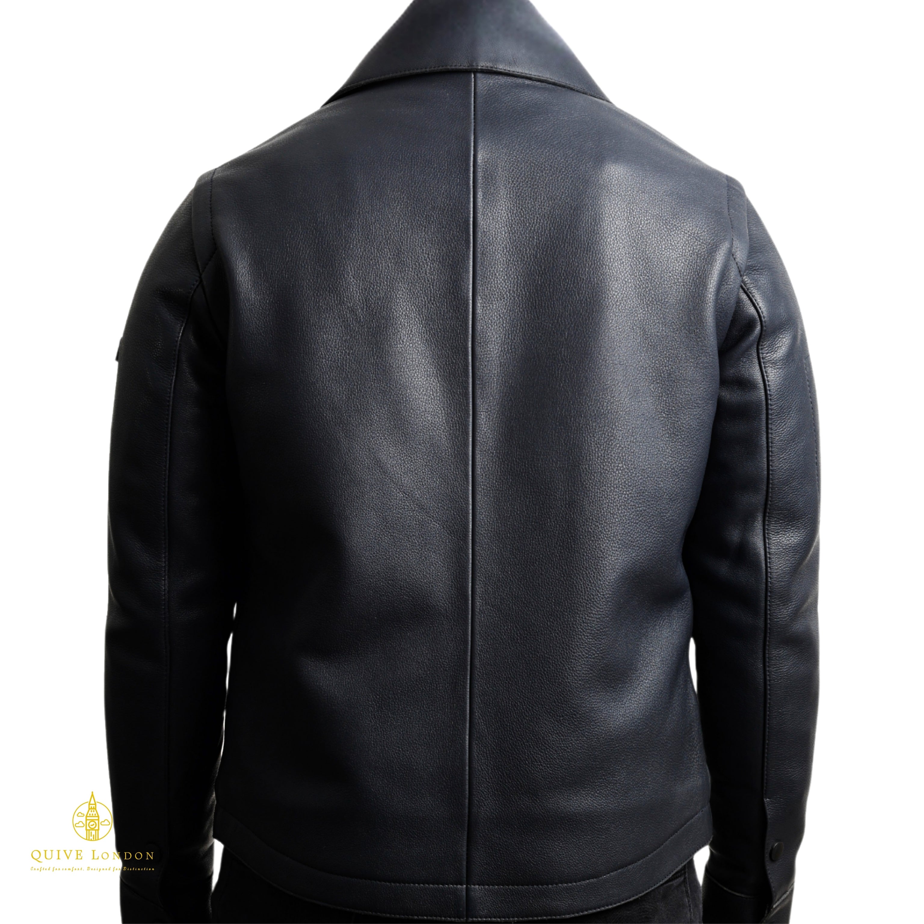 Black leather jacket premium sheepskin on a white background