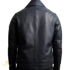 Black leather jacket premium sheepskin on a white background