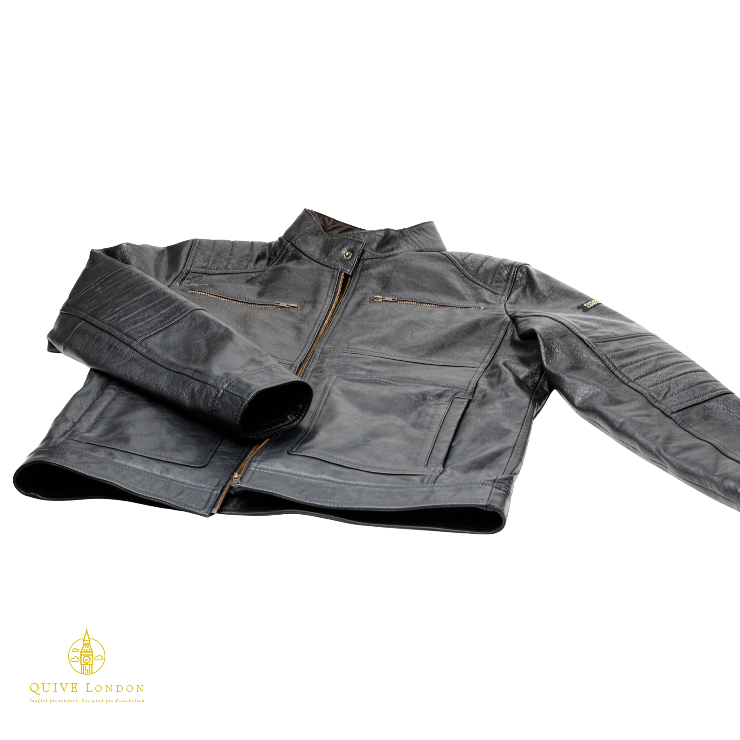 Black leather jacket premium sheepskin suede on a white background