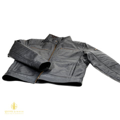 Black leather jacket premium sheepskin suede on a white background