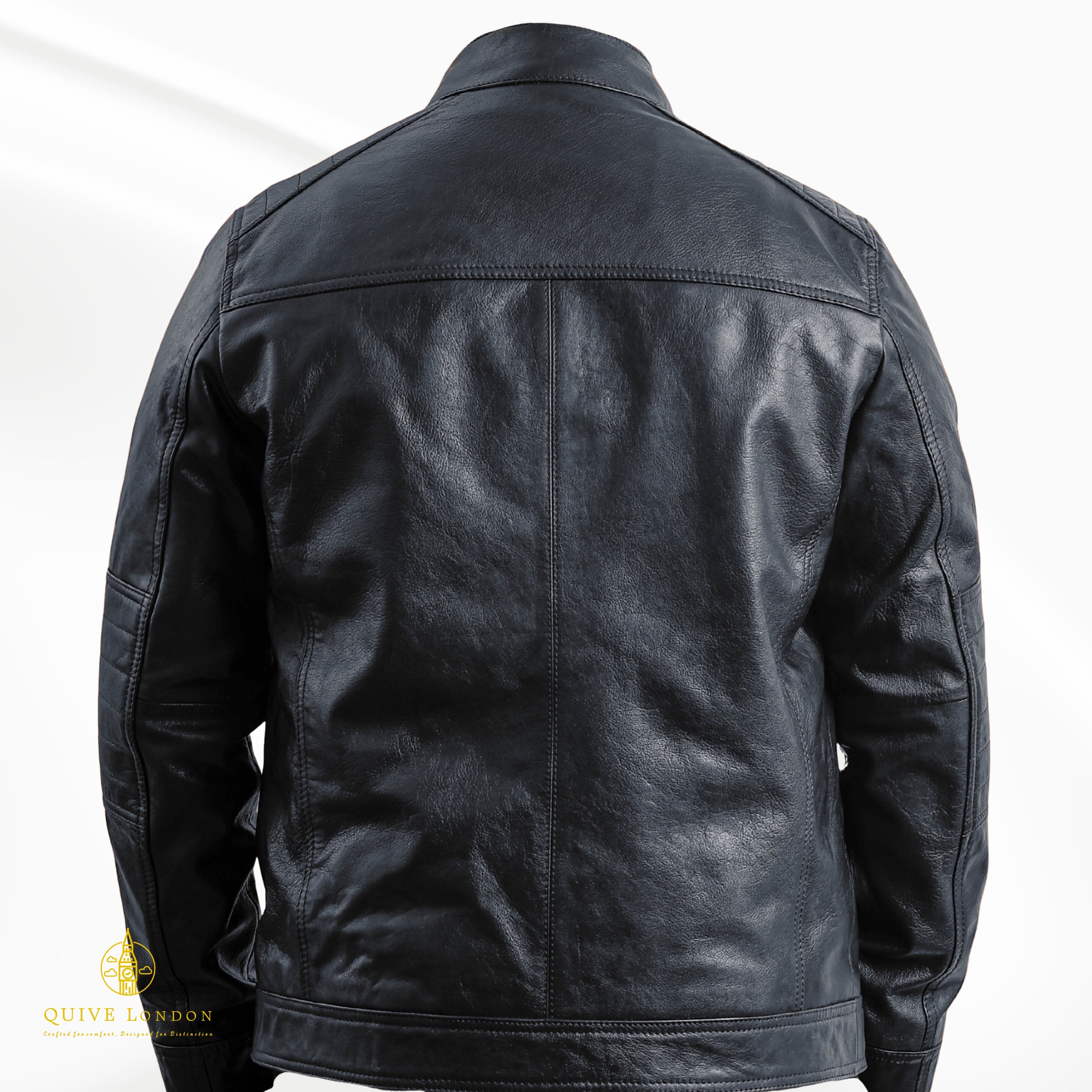 Black leather jacket premium sheepskin suede on a white background