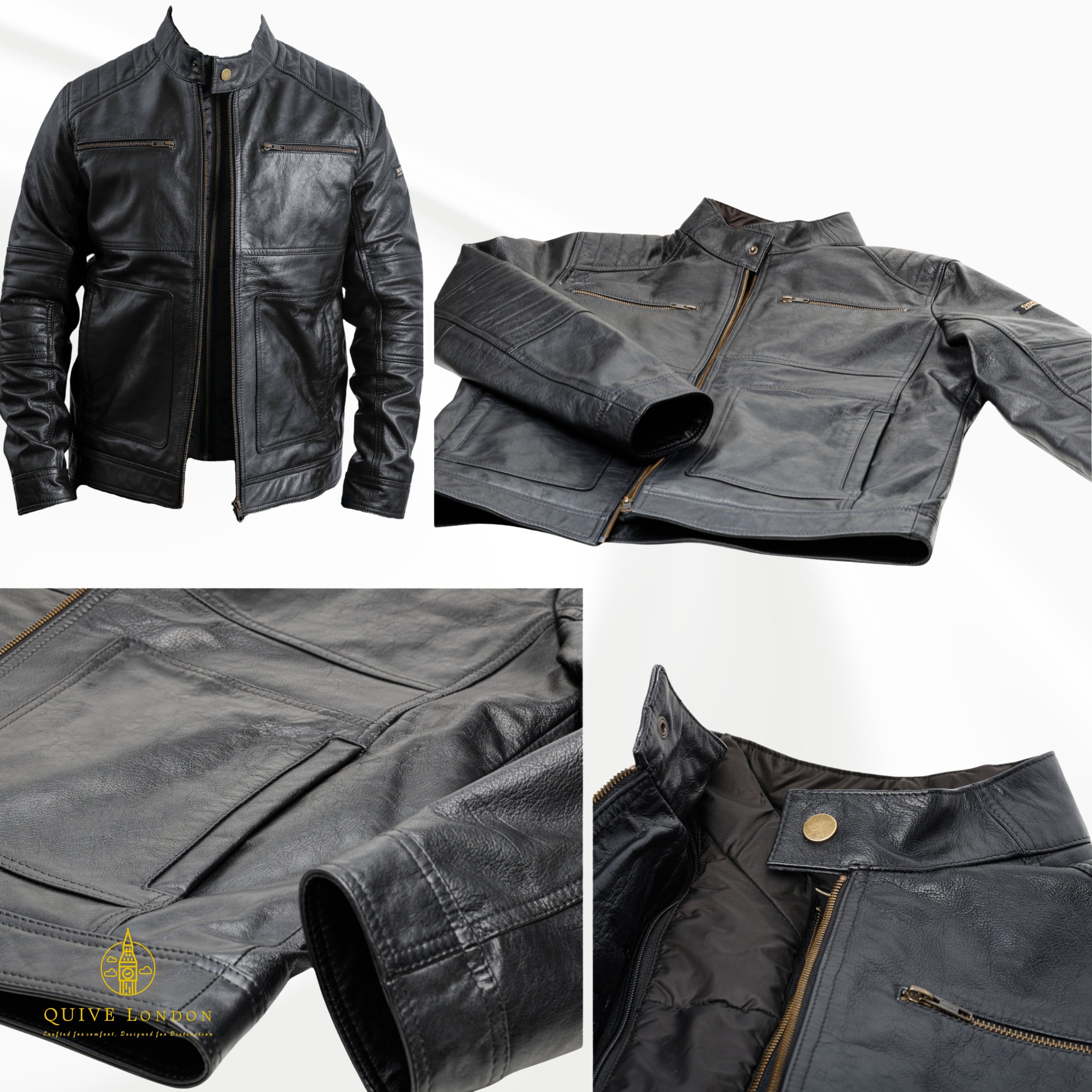 Black leather jacket premium sheepskin suede on a white background