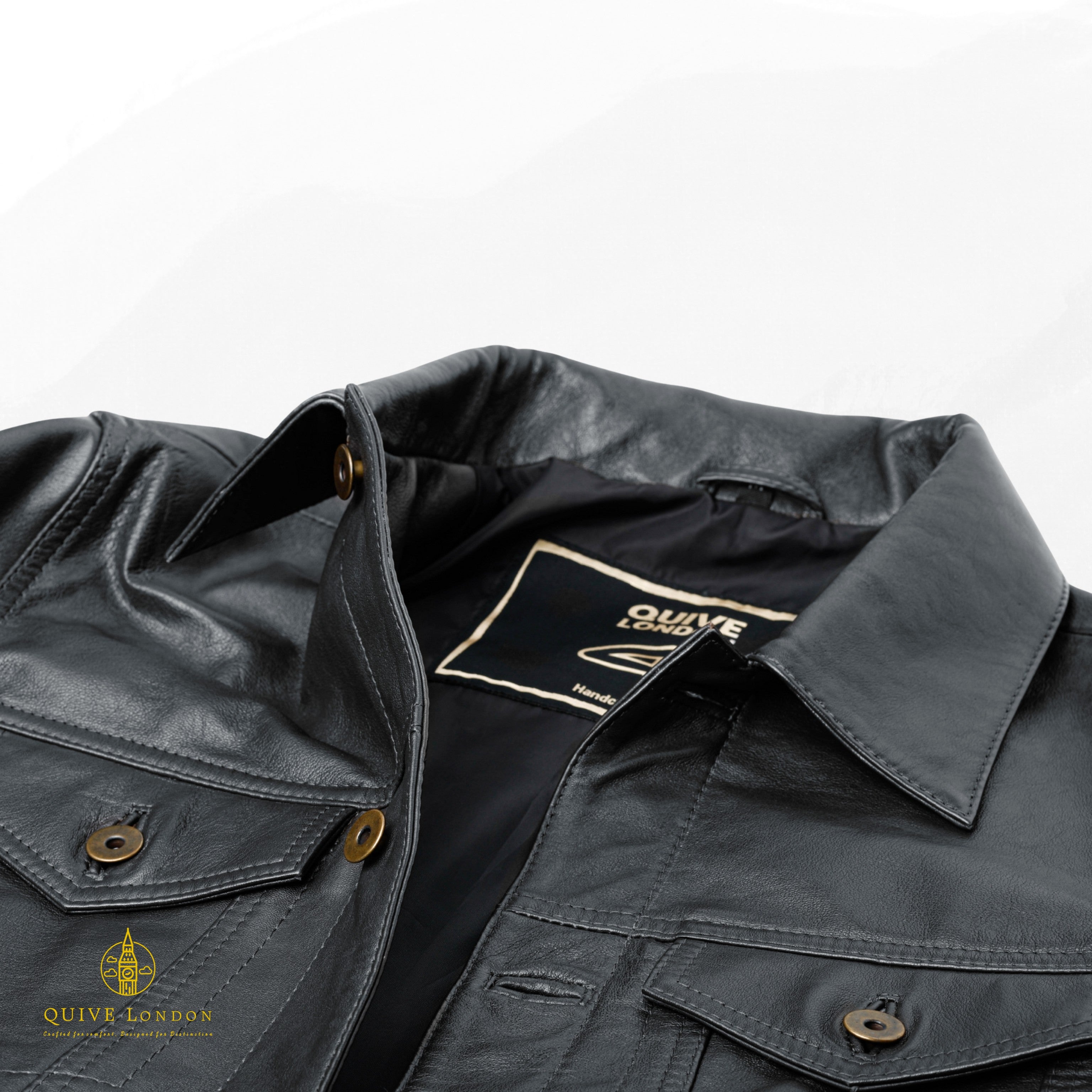 Black leather jacket premium sheepskin suede