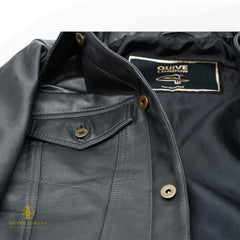 Black leather jacket premium sheepskin suede