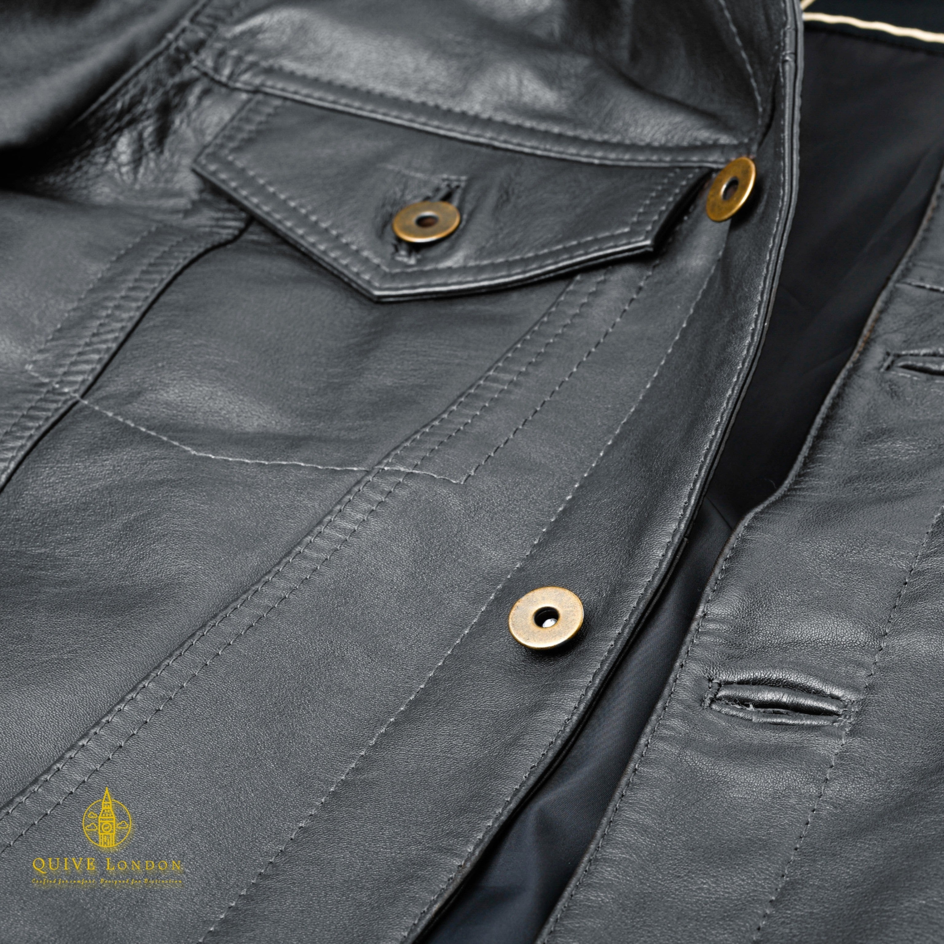 Black leather jacket premium sheepskin suede