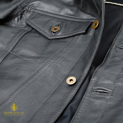 Black leather jacket premium sheepskin suede