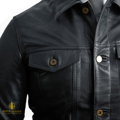Black leather jacket premium sheepskin suede