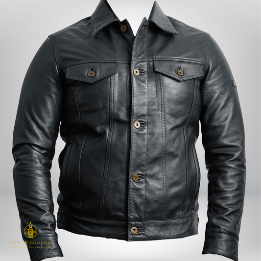 QUIVE LONDON Overshirt Men's Premium Full Grain Leather Jacket