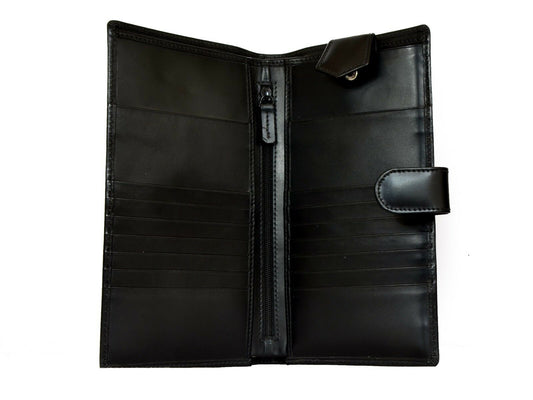 black, A1, A2, A3, A4, A5, A6, A7, Document Holder, Document Folder, Leather, Authentic, Genuine, 100% Leather, hand-made, handmade, for cards, for documents, for business, businessman, businesswoman, zip, button, metal, cow leather, premium, high quality, image of open leather document holder, SEGA, PU Leather, 