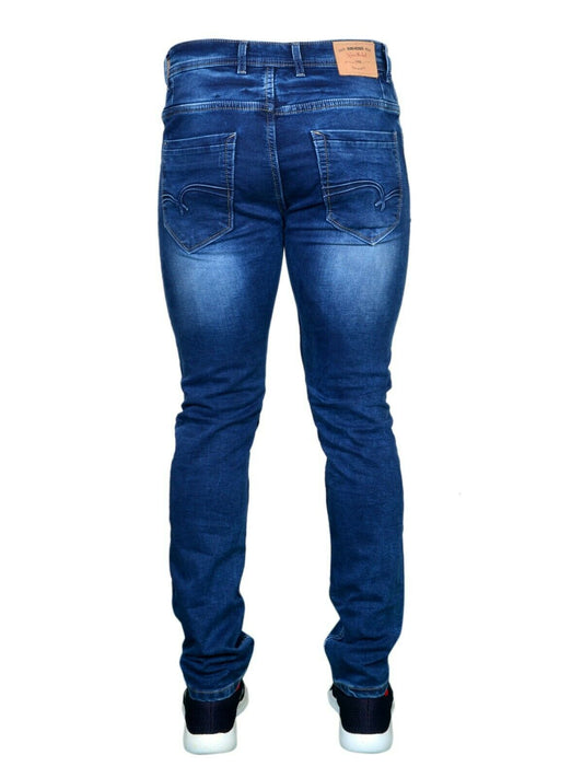 Men's clothing, men's jeans, Italian denim, size 30, 32, 34, 36, 40, men's fashion, reg fit, regular, stretch, skinny fit, image from back facing centre, with sega trainers, burk hedges jeans, sega jeans, uk supplier, uk store, birmingham clothes store, clothing based in birmingham,