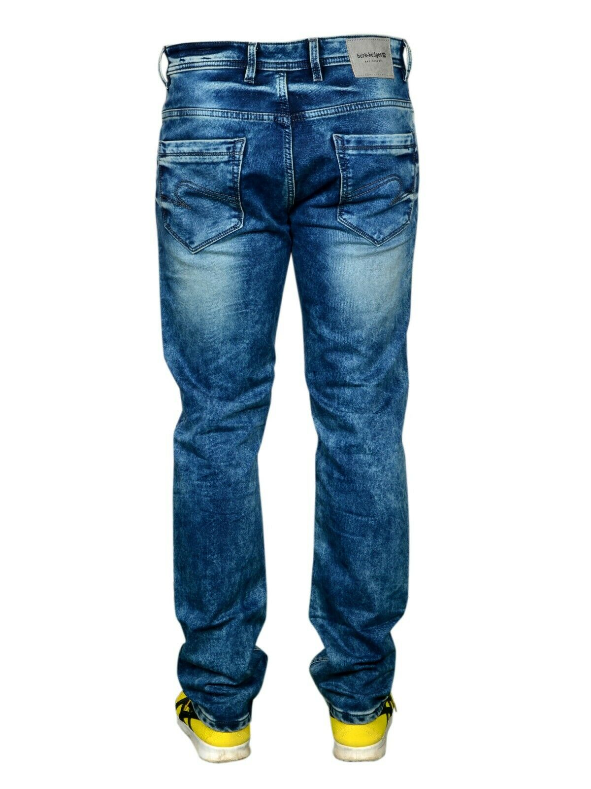 Men's clothing, men's jeans, Italian denim, size 30, 32, 34, 36, 40, men's fashion, reg fit, regular, stretch, skinny fit, back facing right, with sega trainers, burk hedges jeans, sega jeans, uk supplier, uk store, birmingham clothes store, clothing based in Birmingham, slim fit,