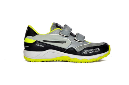 SEGA Active boys' trainers in grey and green, right-side view