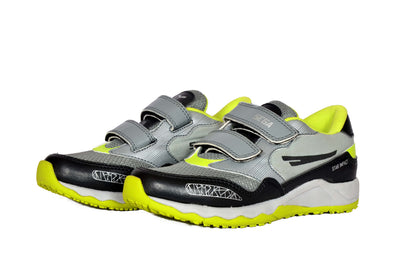 SEGA Active boys' trainers in grey and green, left-side view