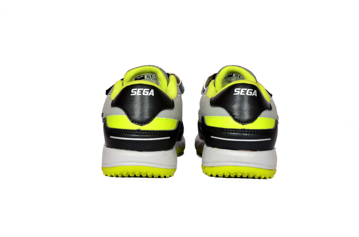 SEGA Active boys' trainers in grey and green, rear view