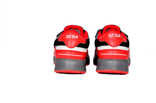 SEGA Active boys' trainers in red and black, rear view