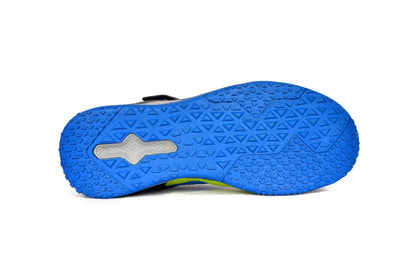 SEGA Deco boys' trainers in blue, green and black, left-side and sole view