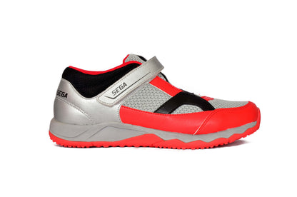 SEGA Deco boys' trainers in red, silver and black, right-side view