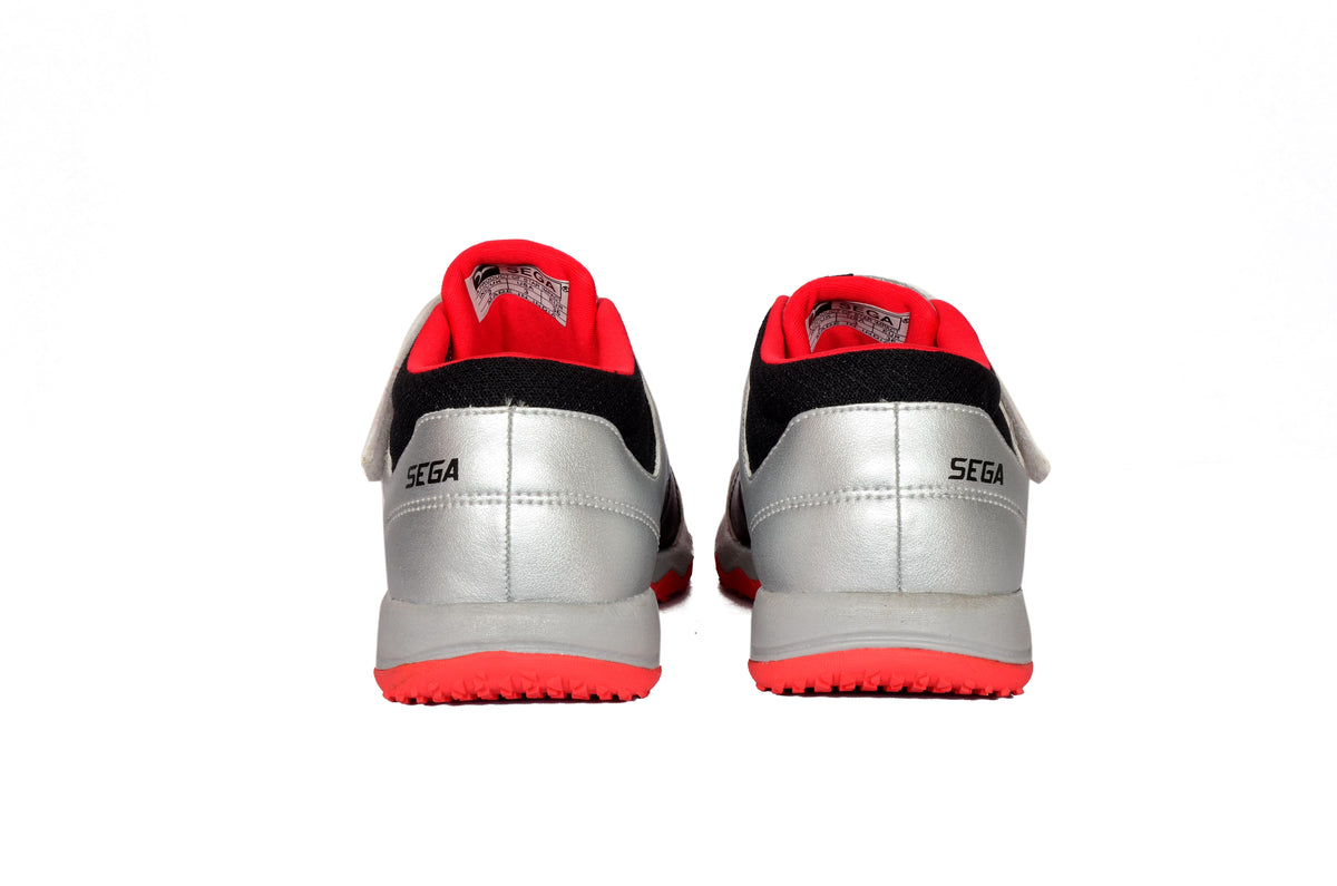 SEGA Deco boys' trainers in red, silver and black, rear view