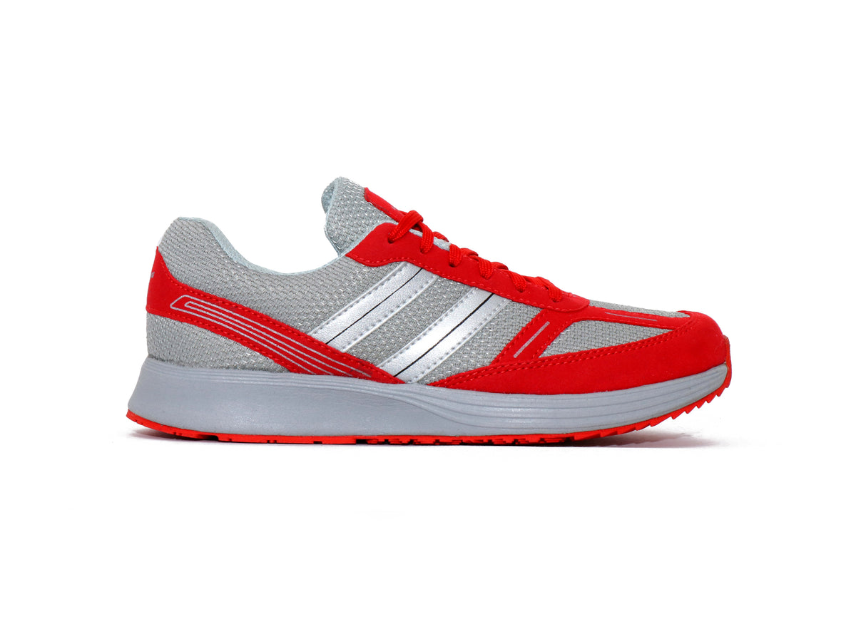 SEGA QUIVE Kids' Marathon trainers, red and grey side profile