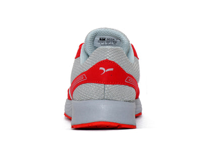 SEGA QUIVE Kids' Marathon trainers, red and grey rear heel view