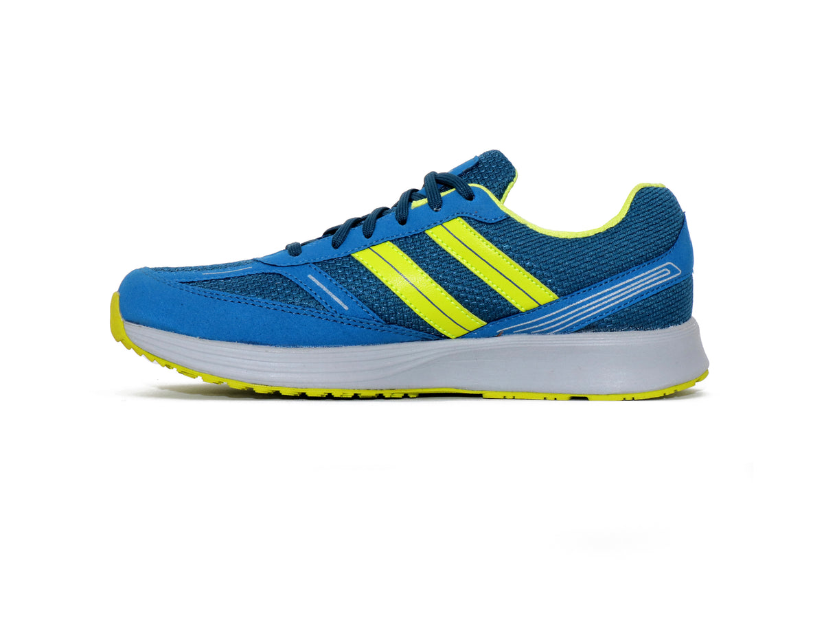 SEGA QUIVE Kids' Marathon trainers, blue and lime side profile