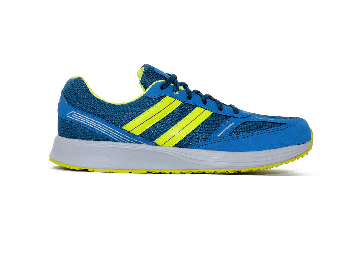 SEGA QUIVE Kids' Marathon trainers, blue and lime opposite side profile
